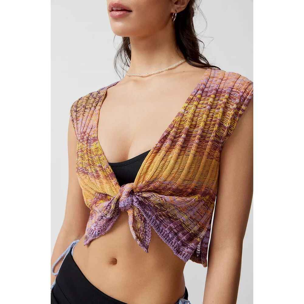 Urban Outfitters Jenette Tie-Front Knit Sweater/Vest Top - Size Small